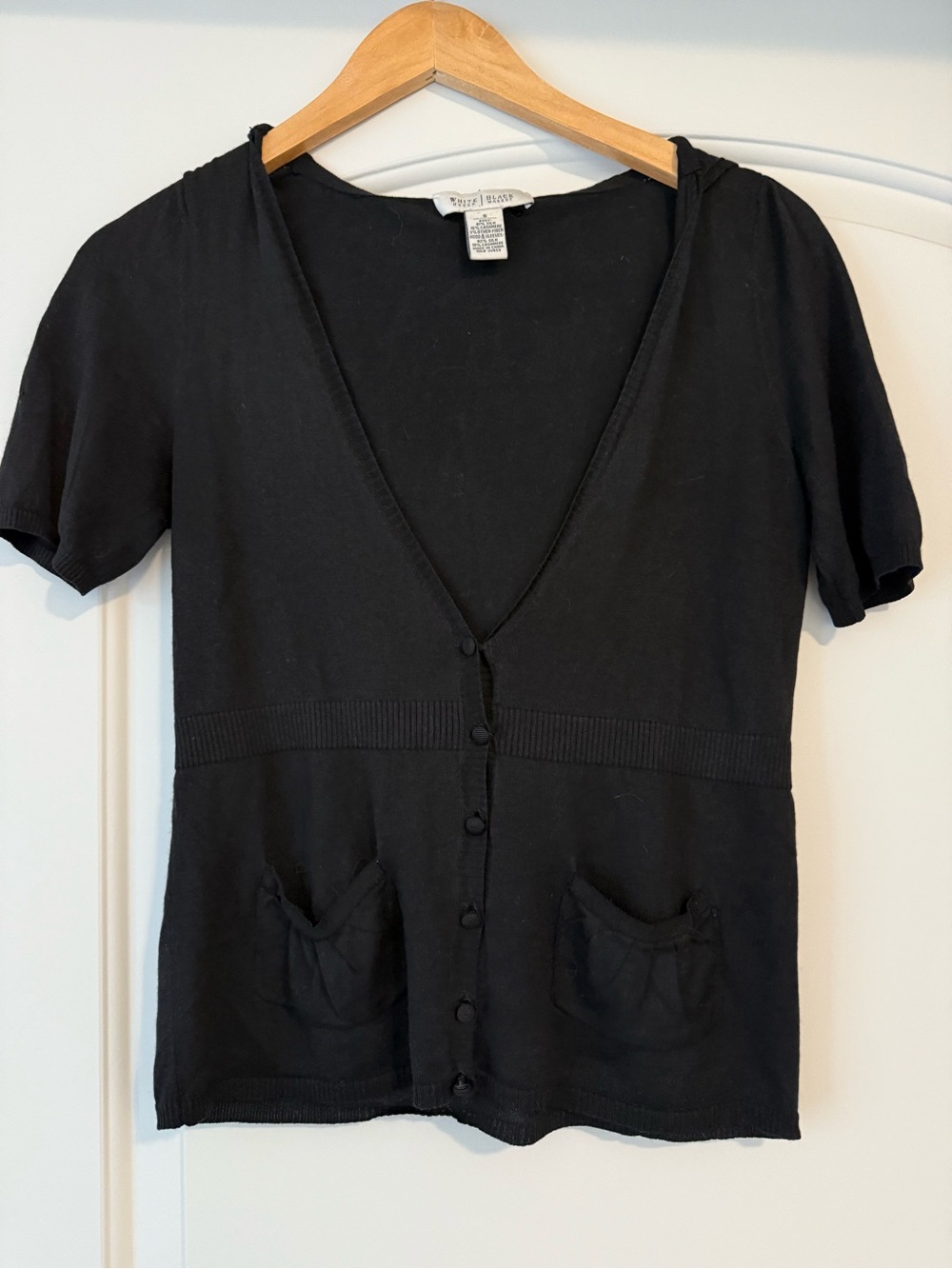 White House Black Market Short Sleeve Button Front Cardigan Silk and Cashmere